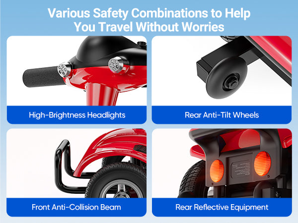 Morrean 4 Wheels Mobility Scooter, Electric Powered Wheelchair Device for Travel, Best Gift for Elderly