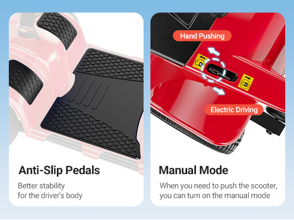 Morrean 4 Wheels Mobility Scooter, Electric Powered Wheelchair Device for Travel, Best Gift for Elderly
