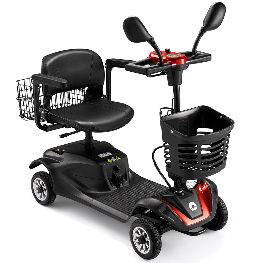 FIMDOC Upgrade 4 Wheels Mobility Scooter for Seniors, Foldable Electric Powered Mobility Wheelchair Devic for Travel, 275lbs, Red