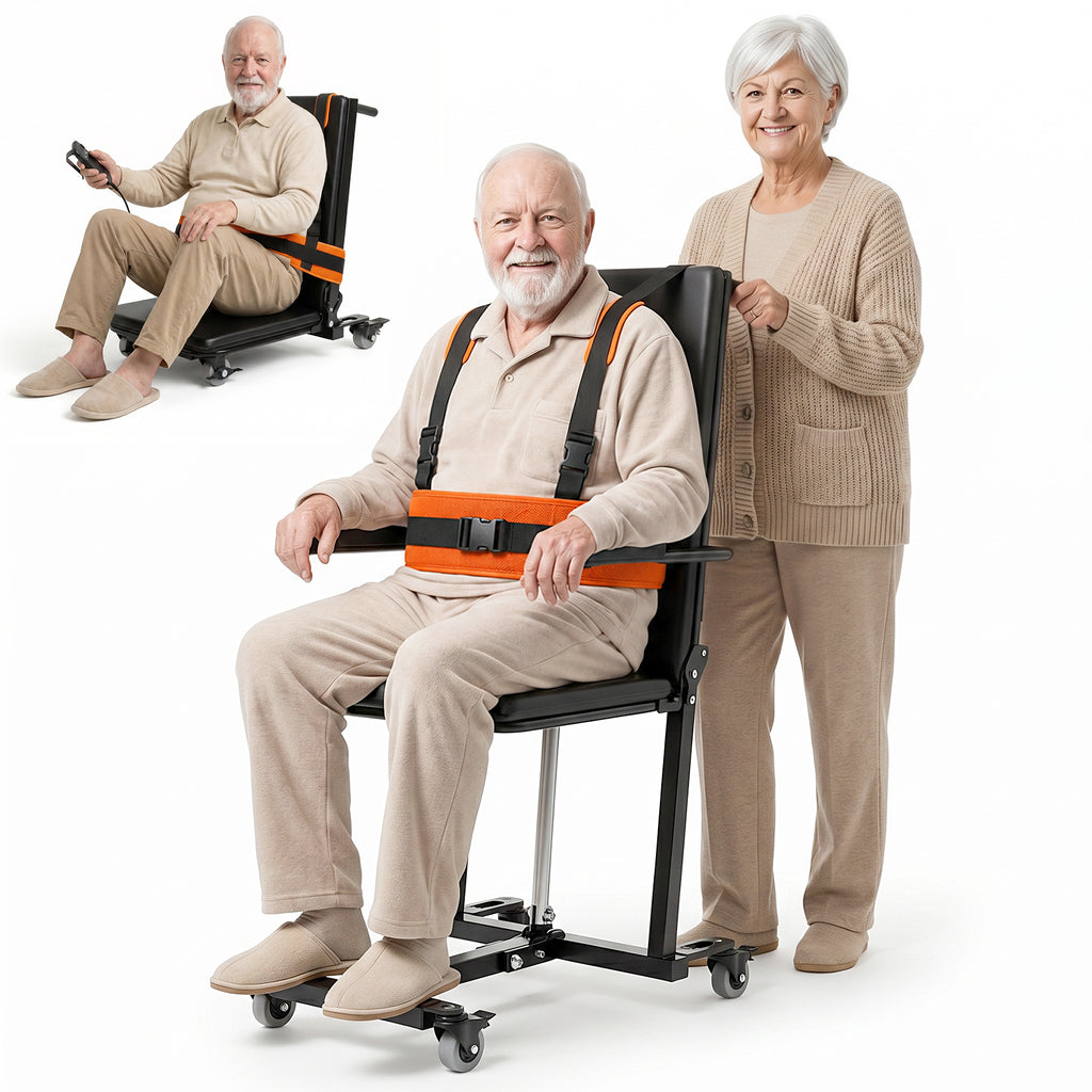 VERPAL Electric Patient Lift Transfer Chair for Elderly Falls, Floor Lift Chair with T-stabilized Base, Support Up to 440 LBS