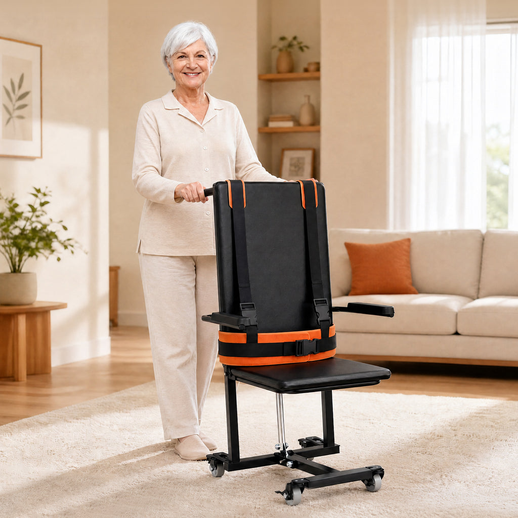 VERPAL Electric Patient Lift Transfer Chair for Elderly Falls, Floor Lift Chair with T-stabilized Base, Support Up to 440 LBS