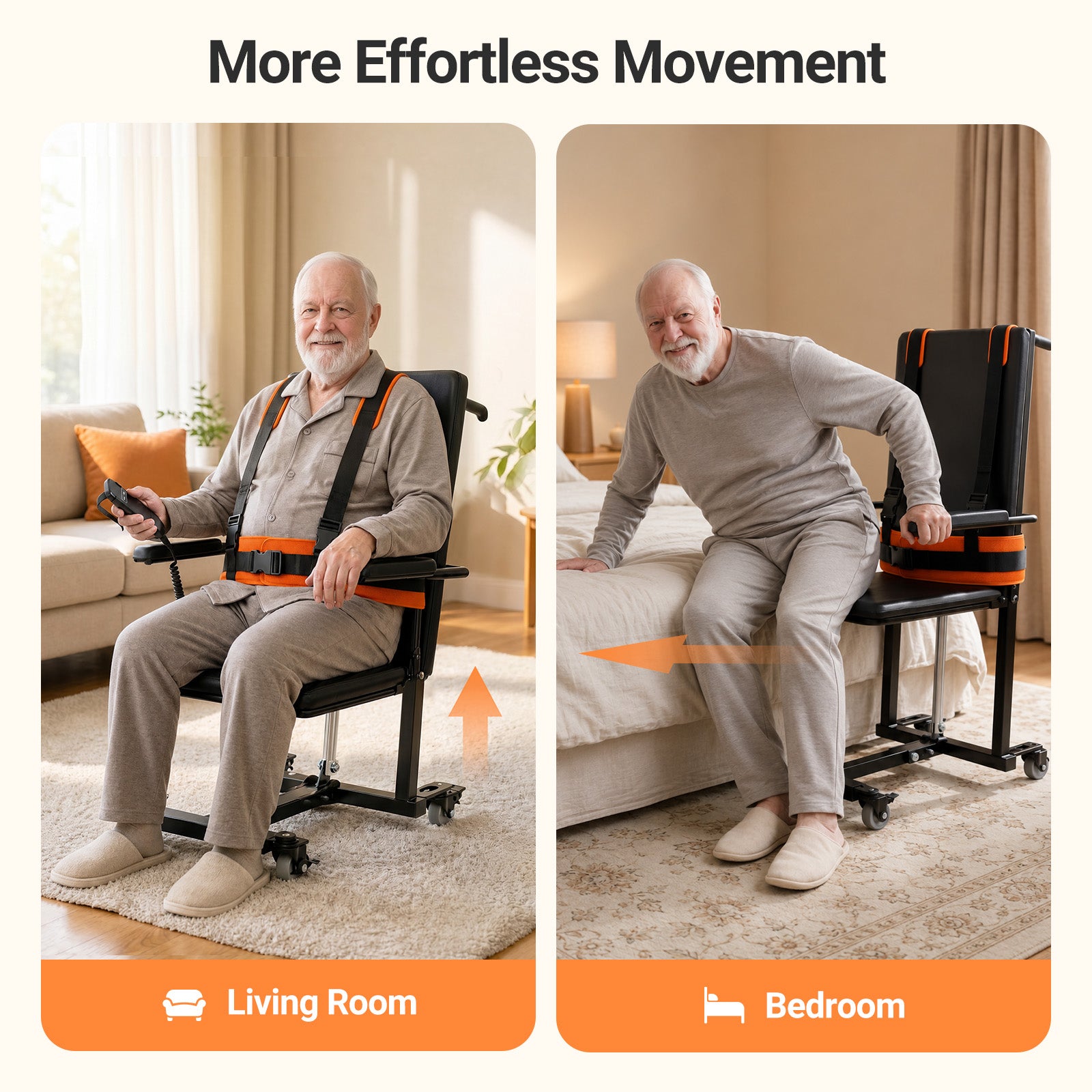 VERPAL Electric Patient Lift Transfer Chair for Elderly Falls, Floor Lift Chair with T-stabilized Base, Support Up to 440 LBS