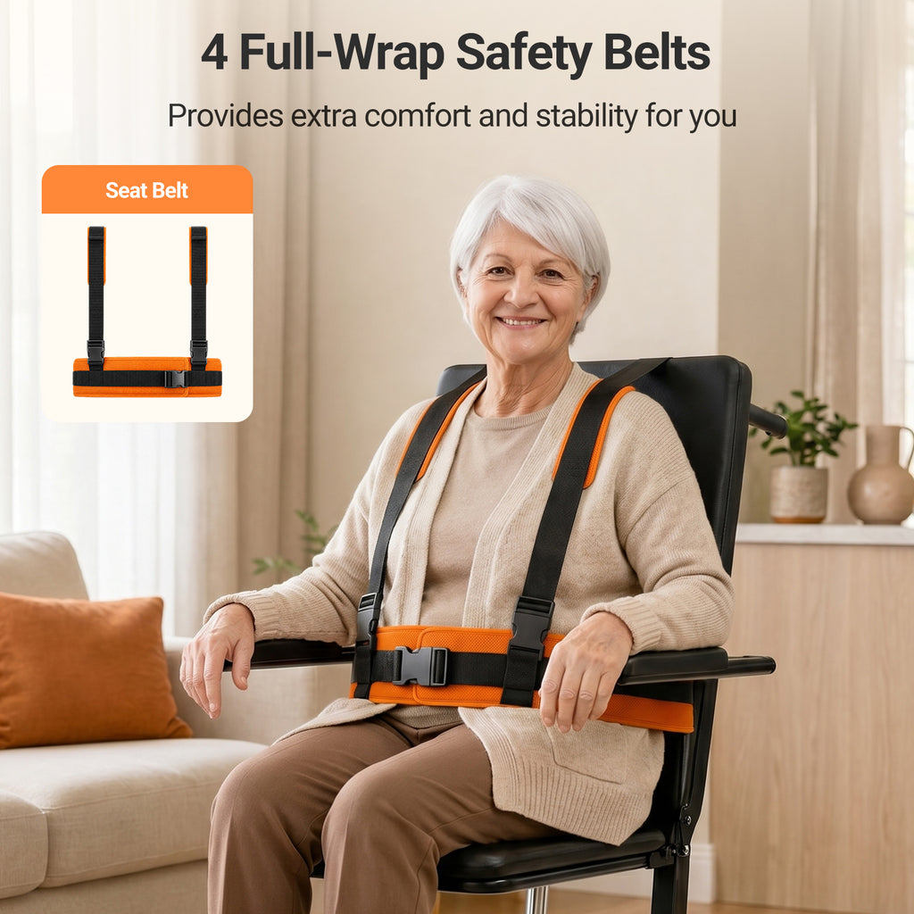 VERPAL Electric Patient Lift Transfer Chair for Elderly Falls, Floor Lift Chair with T-stabilized Base, Support Up to 440 LBS