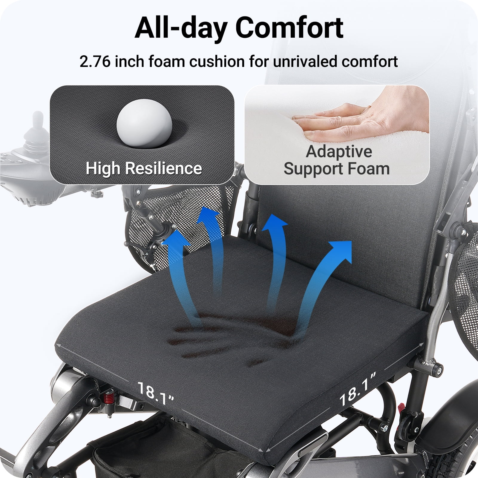 Wefree Reclining Electric Wheelchair 15+ Miles Range,Foldable Motorized Wheelchairs for Adults Seniors,500W Motors,All Terrain Motorized Wheelchair