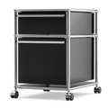 Cottinch Metal Storage Cabinets with 2 Drawers,Freestanding Accent Cabinet,Rolling Cabinet with 4 Wheels for Home Office,Black