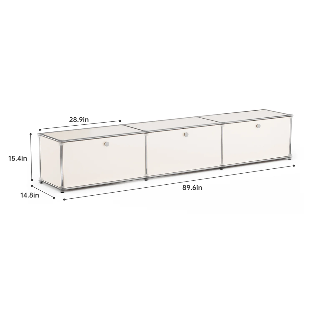 Raffle Pinker Metal Storage Cabinets with 3 Doors,Floor Steel Cabinets Metal Locker Organizer for Kitchen,Garage,White