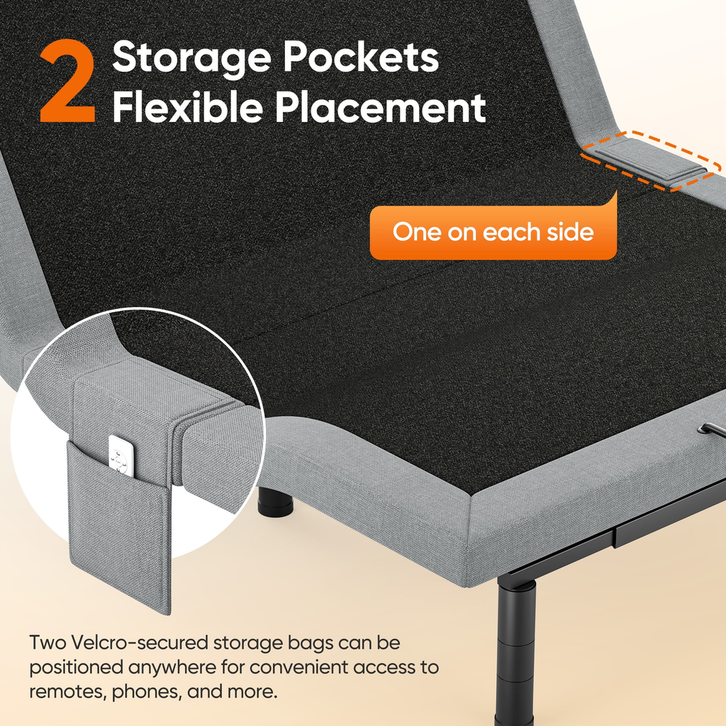 Cottinch Electric Adjustable Bed Frame Queen with Remote Control and Dual Motors,Adjustable Legs,Power Bed Base 1000lb Limit