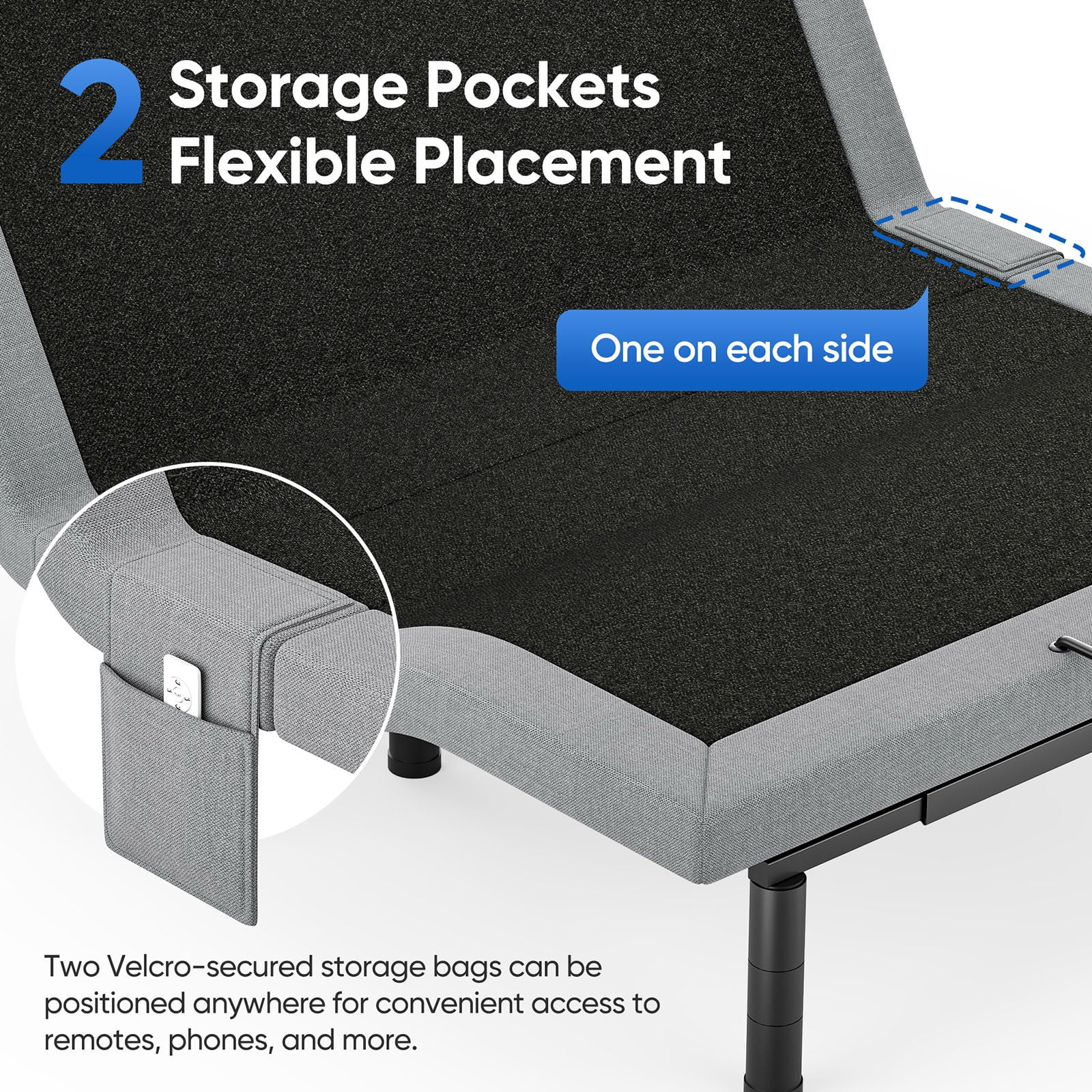 Raffle Pinker Adjustable Queen Bed Frame Electric Power Metal Bed Base,Remote Control,Head & Foot Incline,1000lb Support,Black