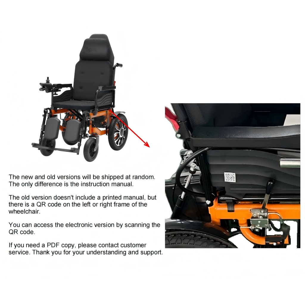 VerPal Reclining Electric Wheelchair for Adults Senior,Foldable All-Terrain Motorized Wheelchairs 25 Miles Range,265 lbs