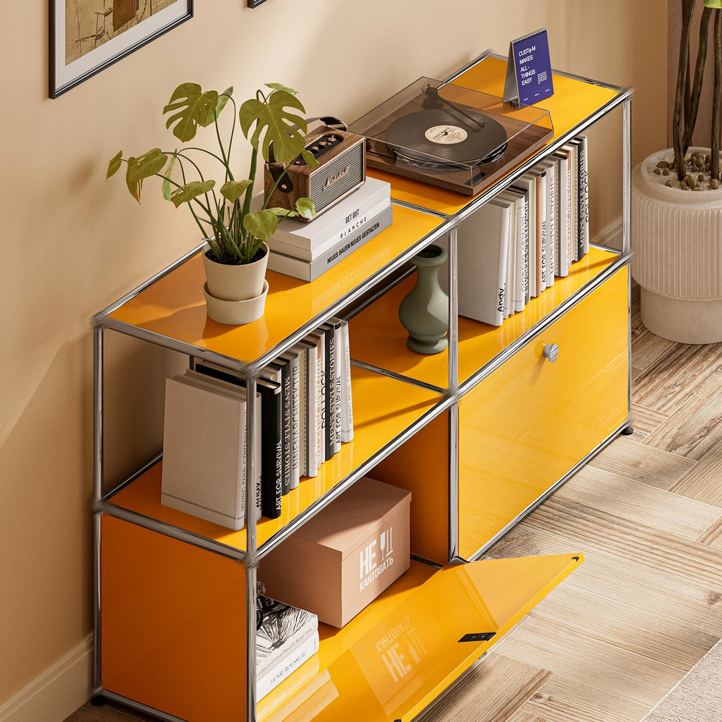 Modern Accent Cabinets,Freestanding Metal Cube Storage Cabinet for Living Room