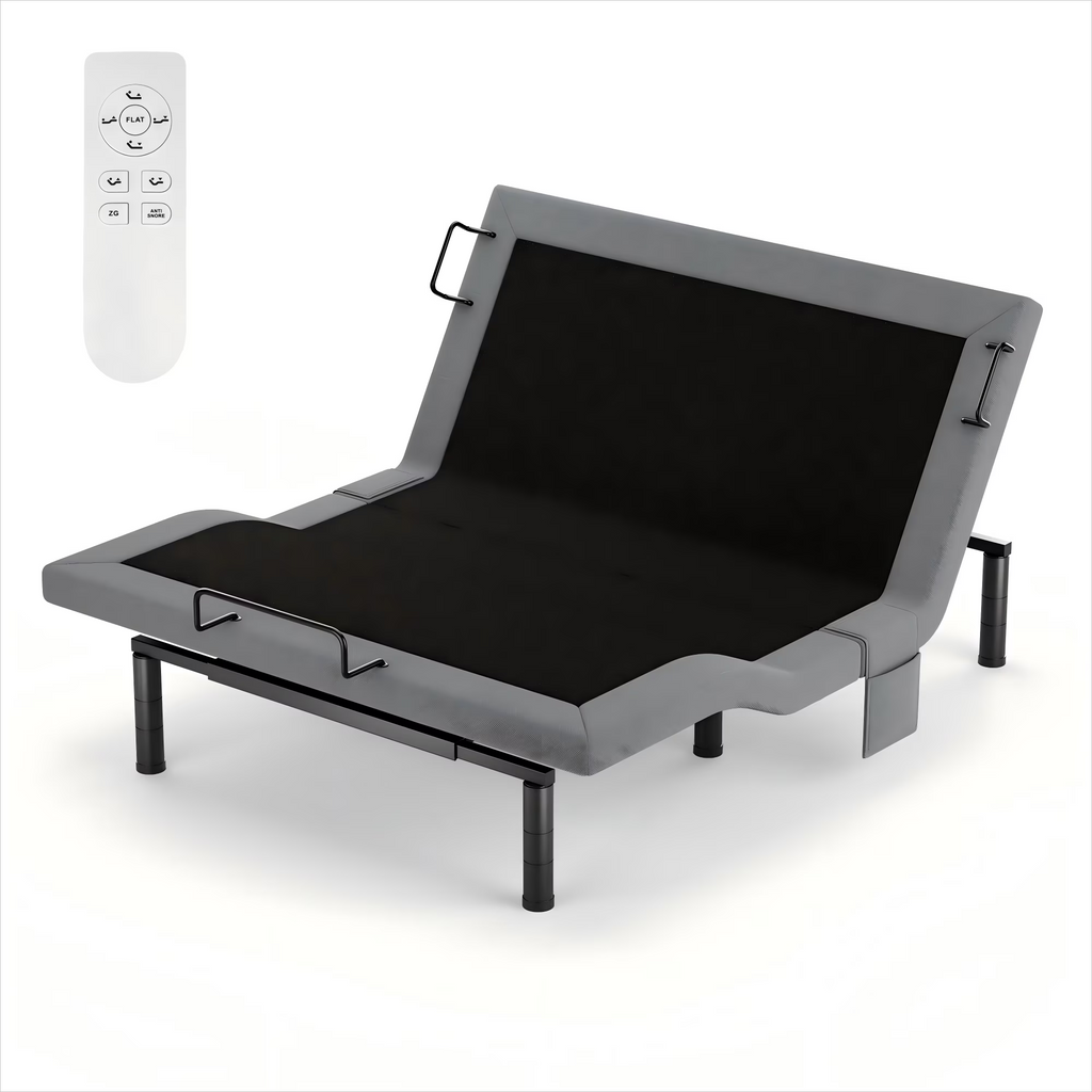 Raffle Pinker Adjustable Queen Bed Frame Electric Power Metal Bed Base,Remote Control,Head & Foot Incline,1000lb Support,Black