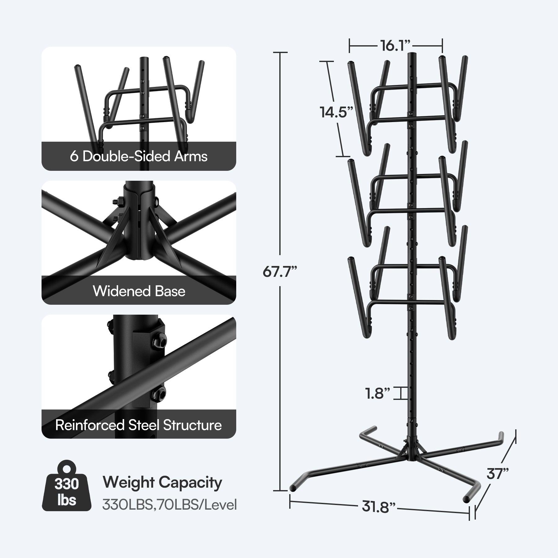 Cottinch Freestanding Surfboard Rack, Heavy Duty Steel Surfboard Storage Rack with Protective Foam, Adjustable Vertical Holder for Surfboards, SUPs, Paddle Boards & Snowboards, Indoor & Garage Use
