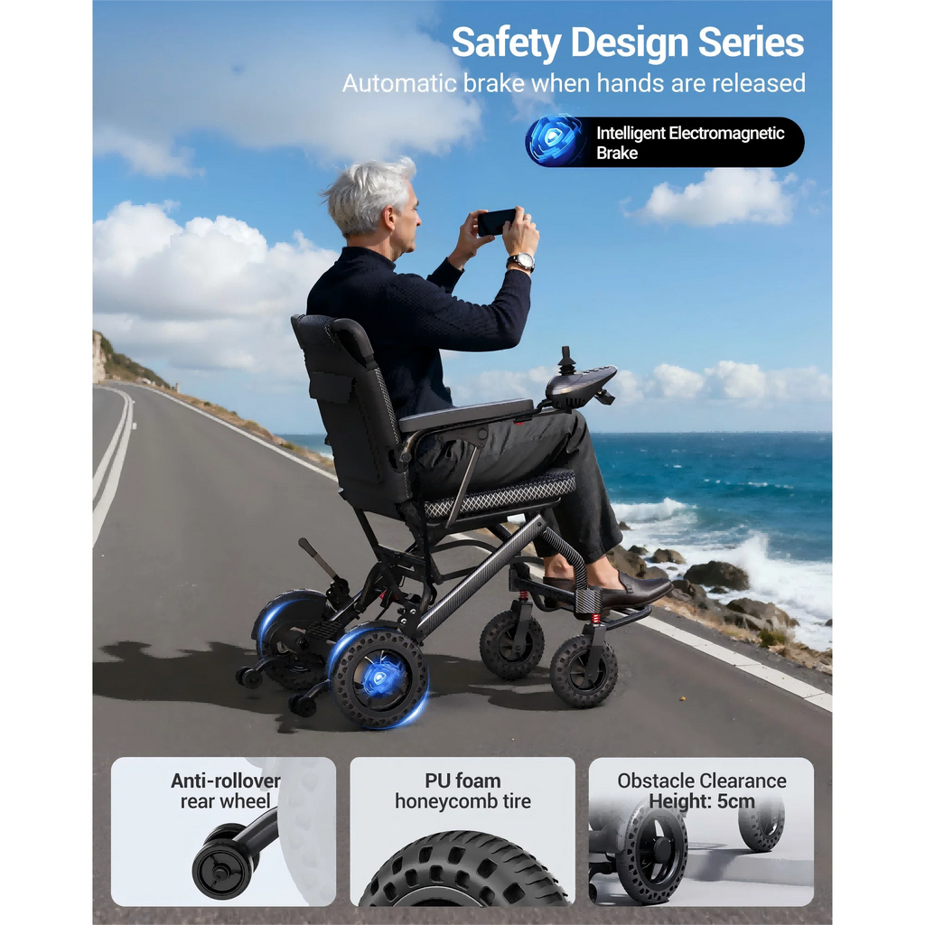 Wefree Lightweight Foldable Electric Wheelchair 16.5" Padded Seat,5-Speed All Terrain Motorize Wheelchair for Adult Senior,6Ah Battery,250lb Limit