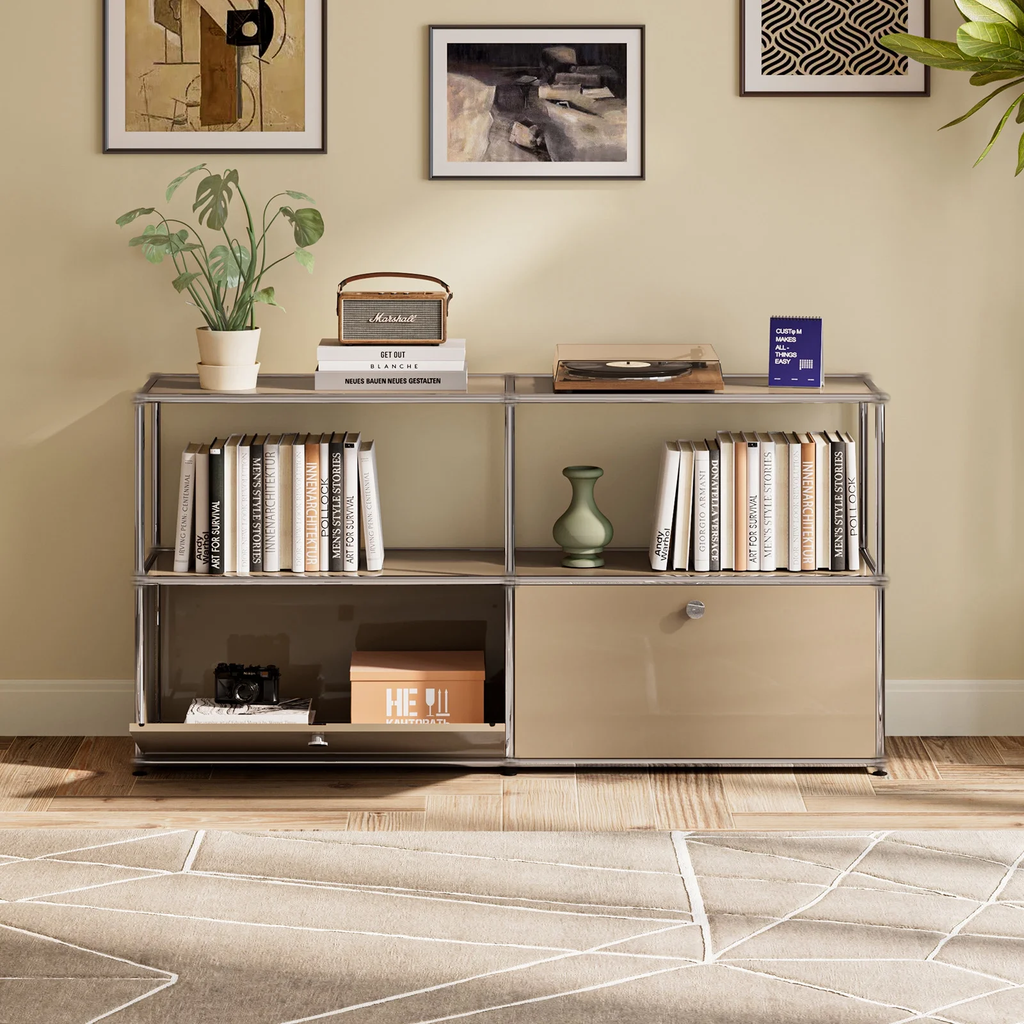Modern Accent Cabinets,Freestanding Metal Cube Storage Cabinet for Living Room