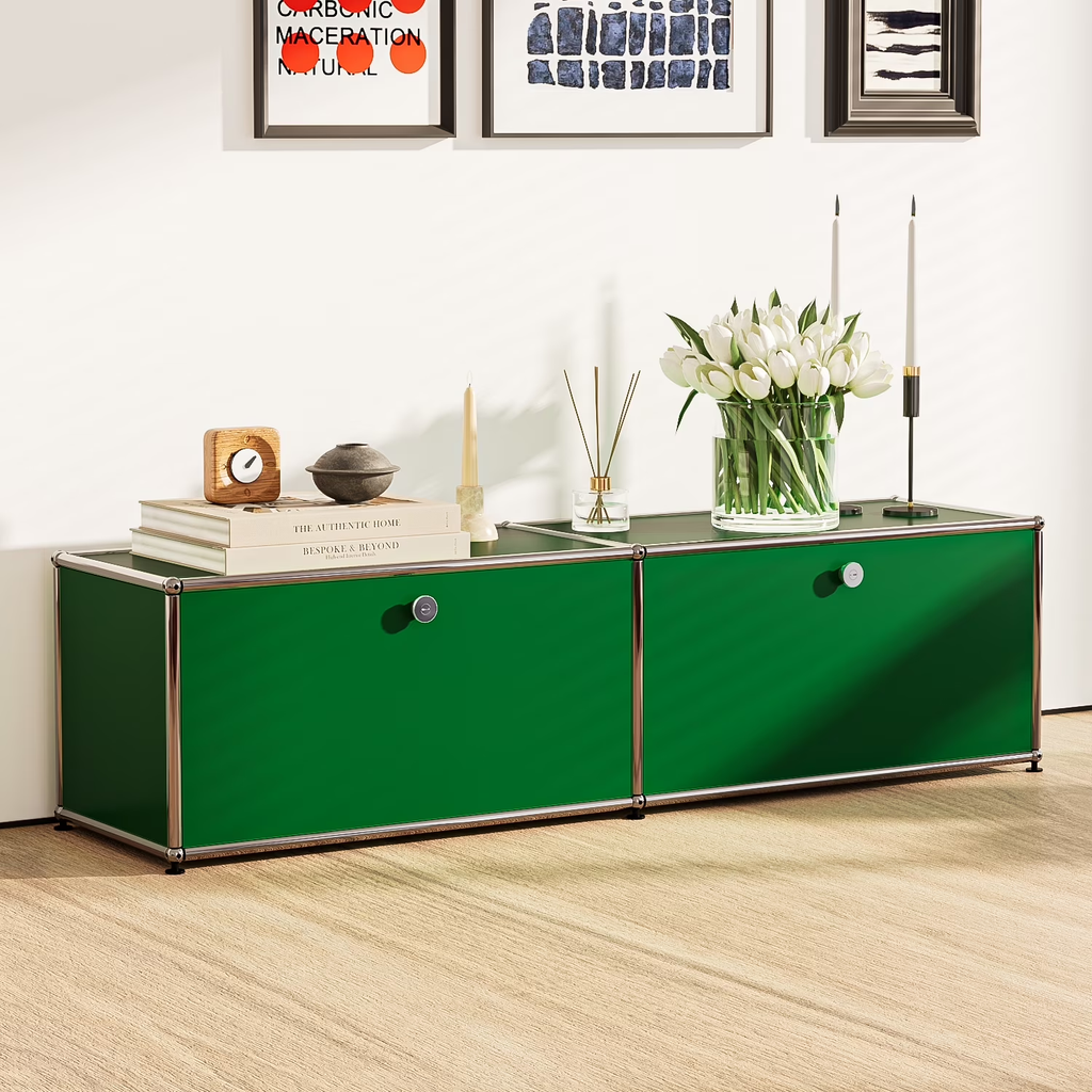 Cottinch Floorstanding Accent Cabinet,Metal Storage Cabinets with 2 Doors for Living Room Bedroom