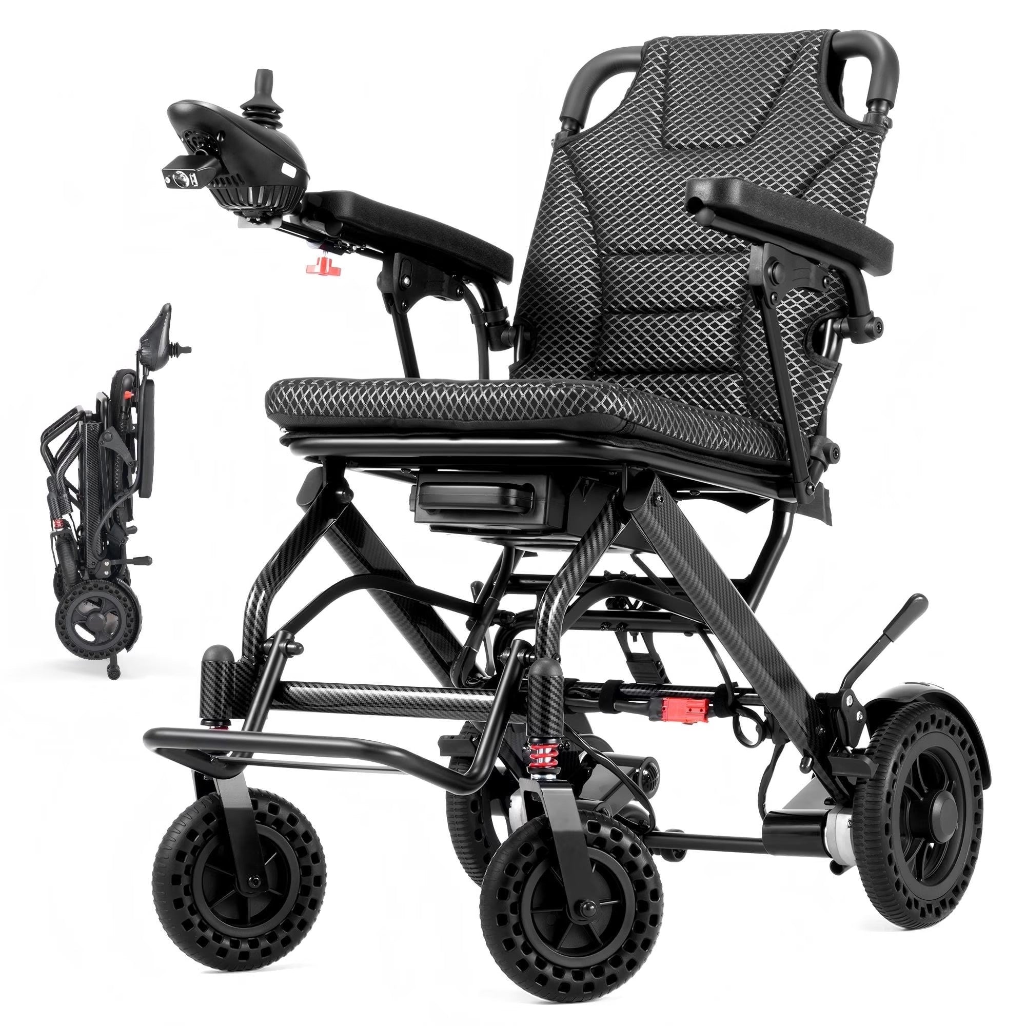 Morrean Lightweight Electric Wheelchair for Seniors, 15 Miles Range, 18.5" Cushion Seat, 12Ah Battery, 39.7lb Foldable All-Terrain Motorized Wheelchair Up to 300lb