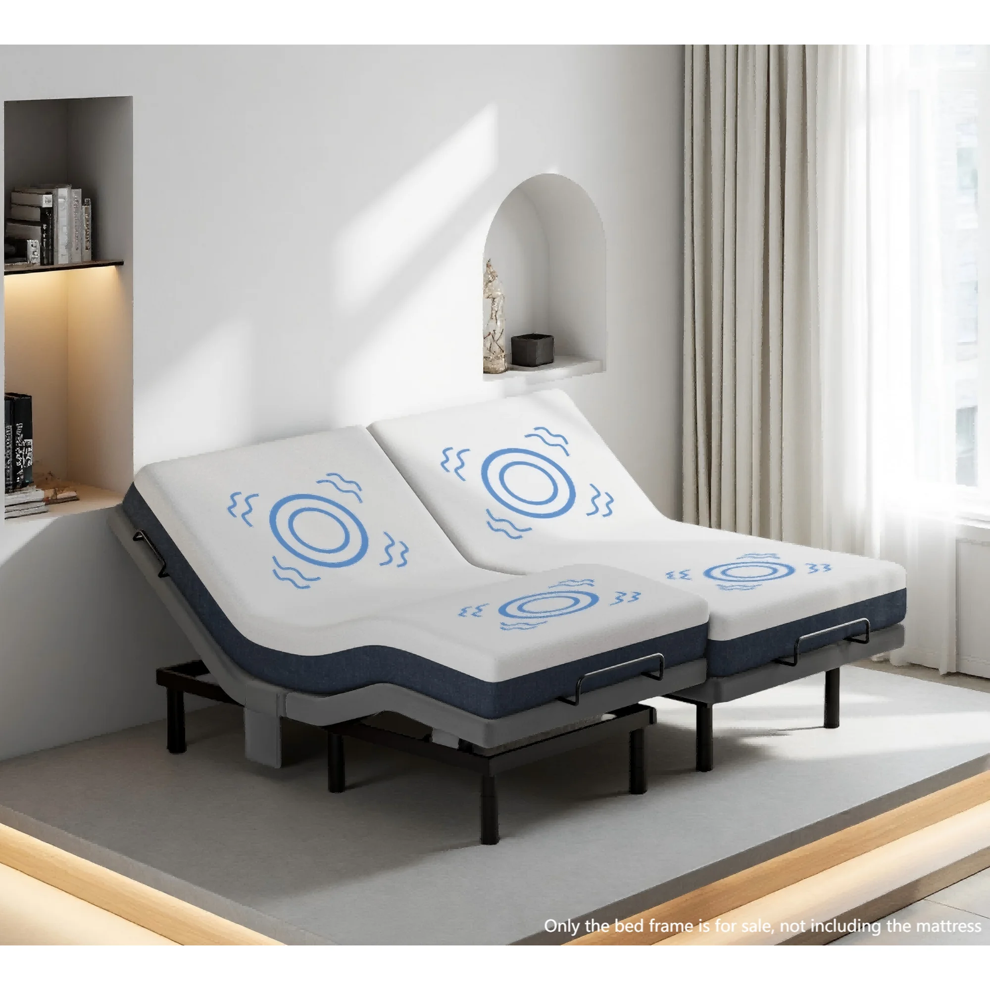 eChamp Electric Adjustable Bed Frame Base with Massage,Remote Controller,No Mattress,Split King Size