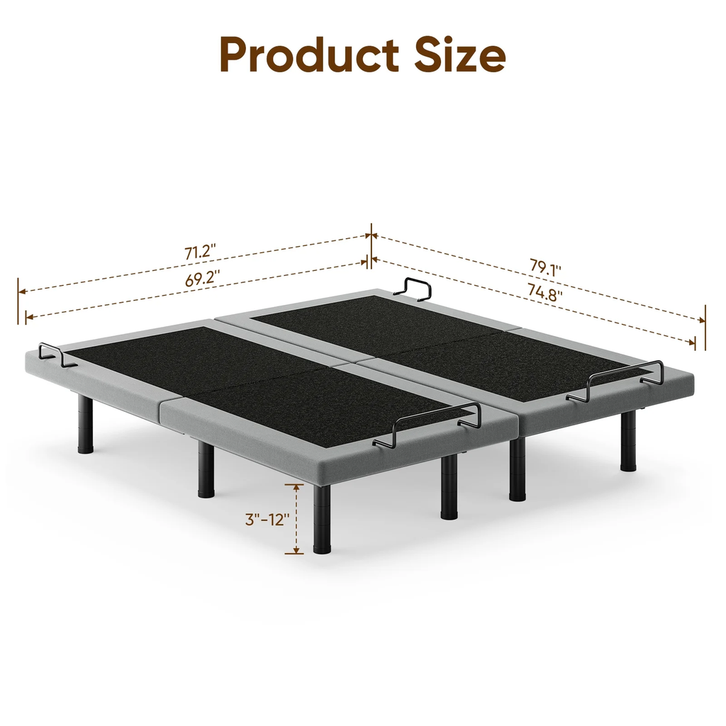 eChamp Electric Adjustable Bed Frame Base with Massage,Remote Controller,No Mattress,Split King Size