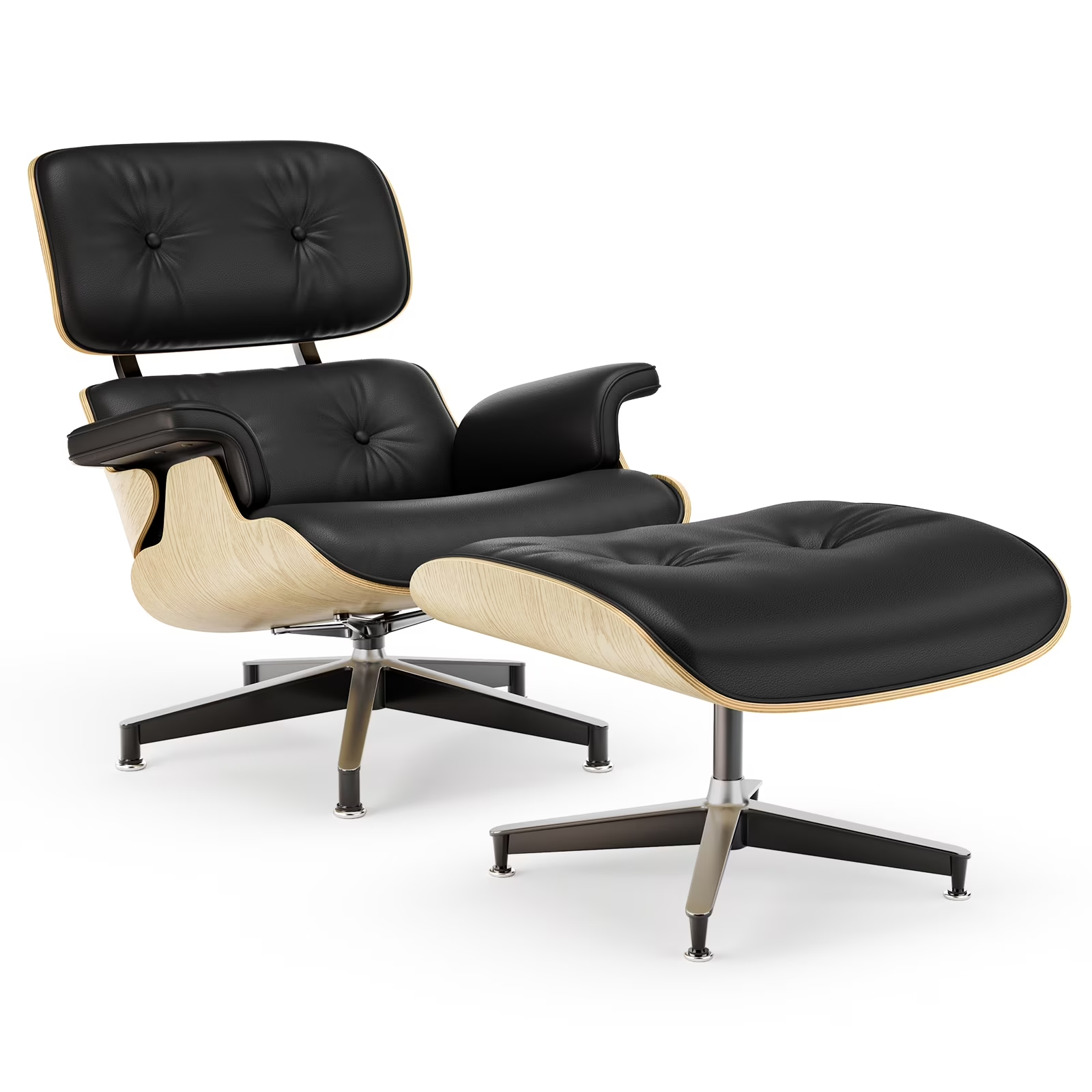 eChamp Swivel Accent Chair with Ottomans,Leather Chaise Lounge Chair and Ottoman,Single Sofa Armchair for Living Room Bedroom