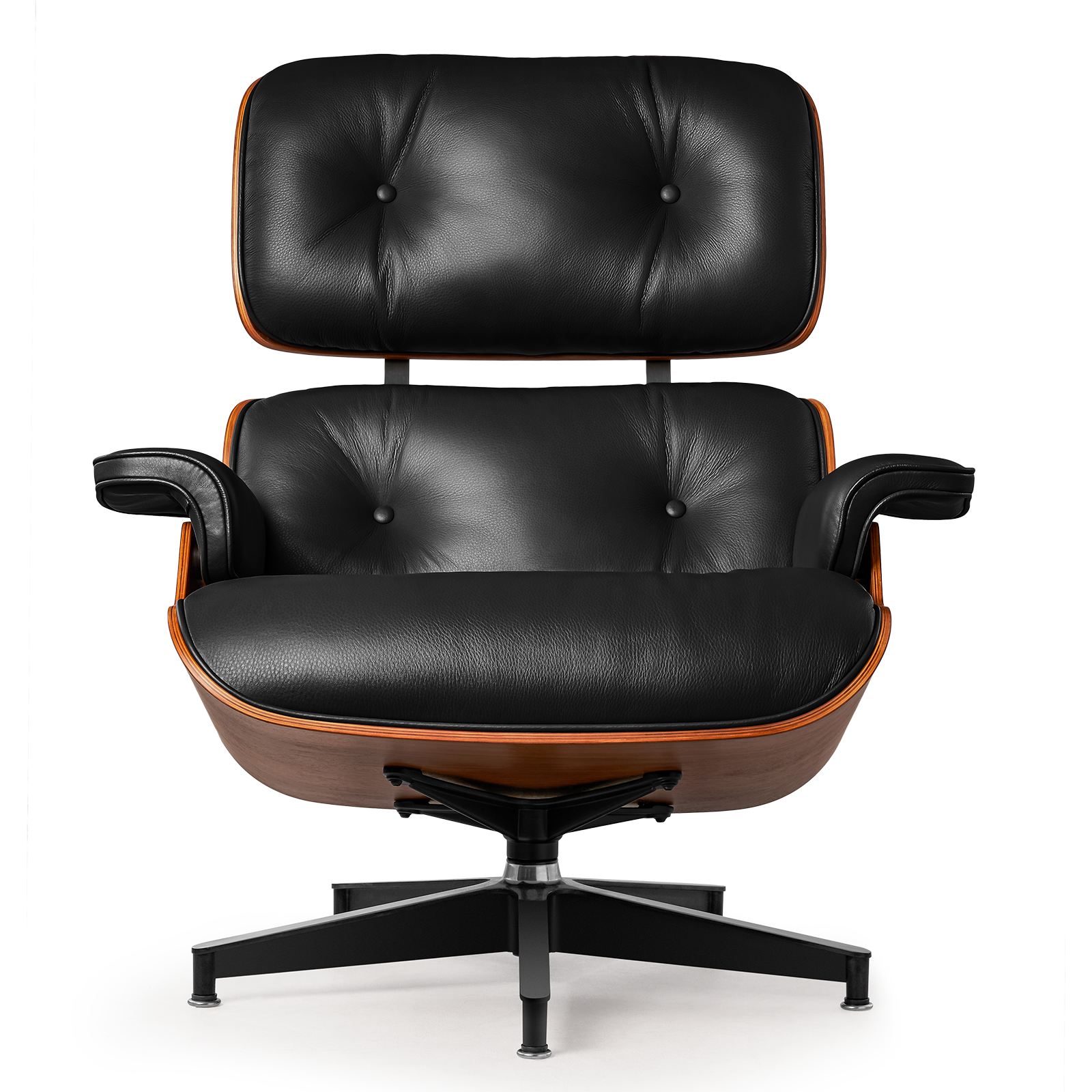 Box Leather Walnut Plywood Lounge Chair and Ottoman - Eames Replica