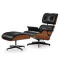 Box Leather Walnut Plywood Lounge Chair and Ottoman - Eames Replica