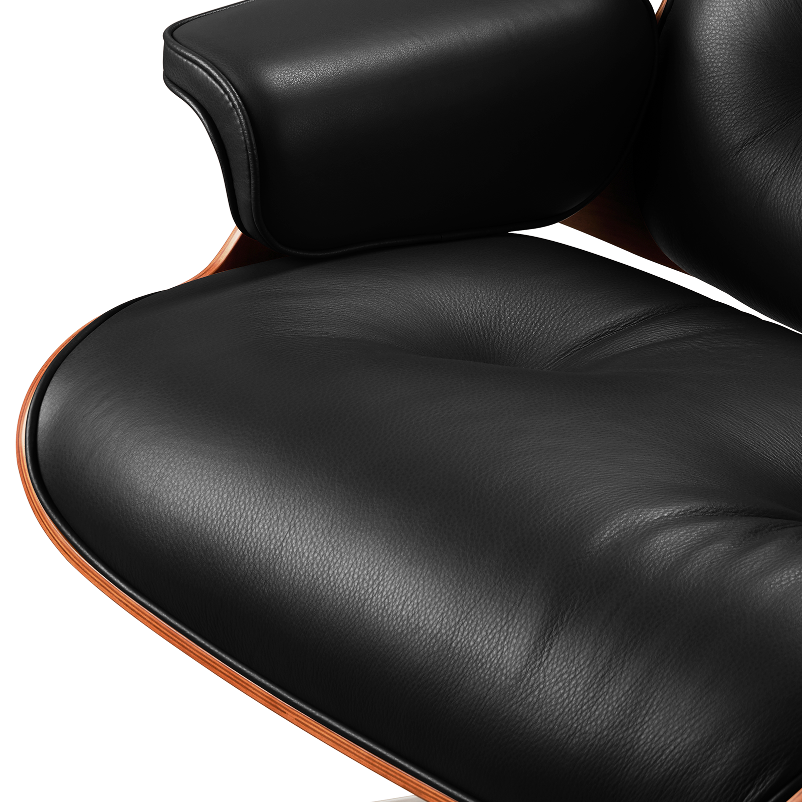 Box Leather Walnut Plywood Lounge Chair and Ottoman - Eames Replica