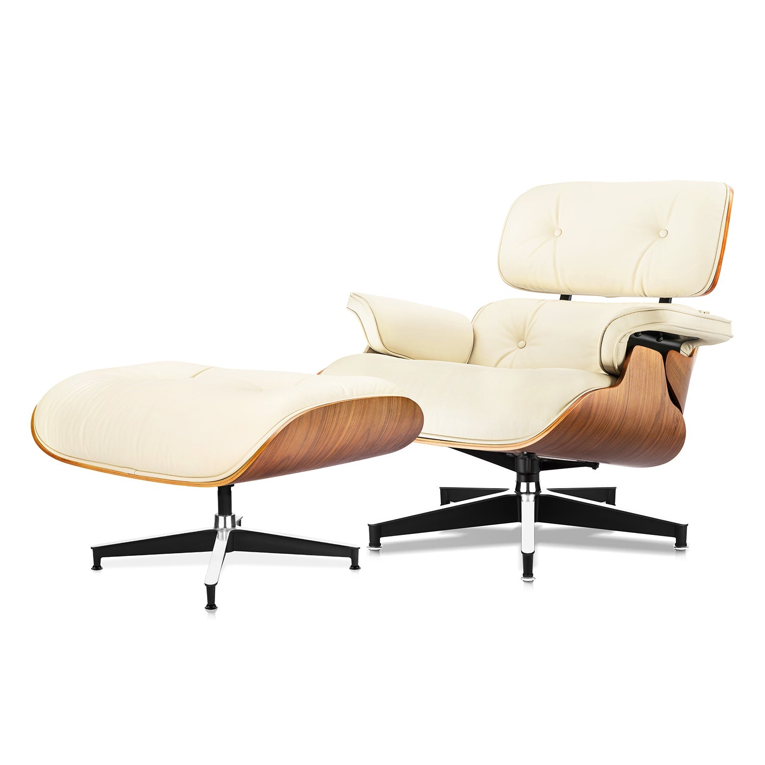 Walnut Plywood Lounge Chair and Ottoman - Eames Replica