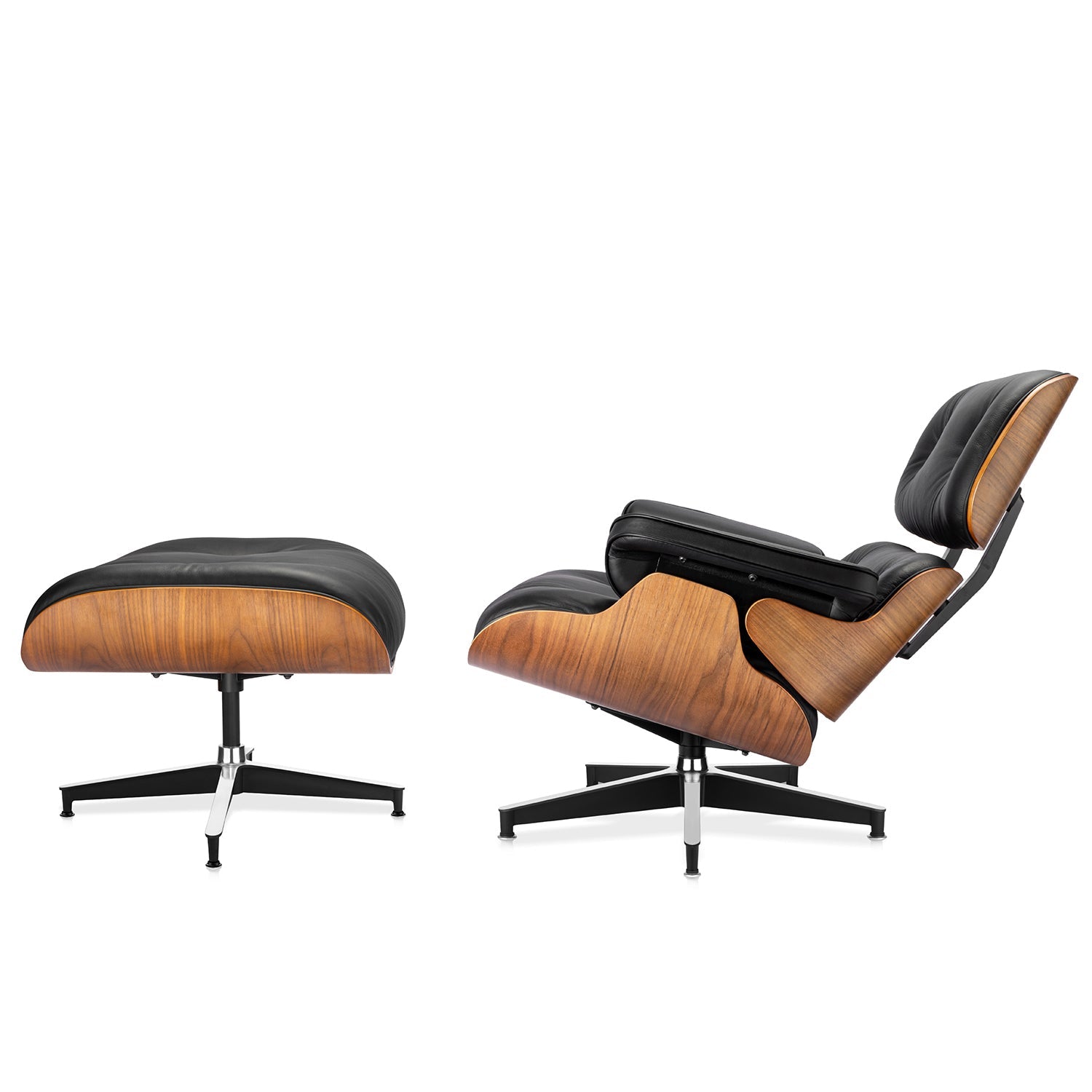 Walnut Plywood Lounge Chair and Ottoman - Eames Replica