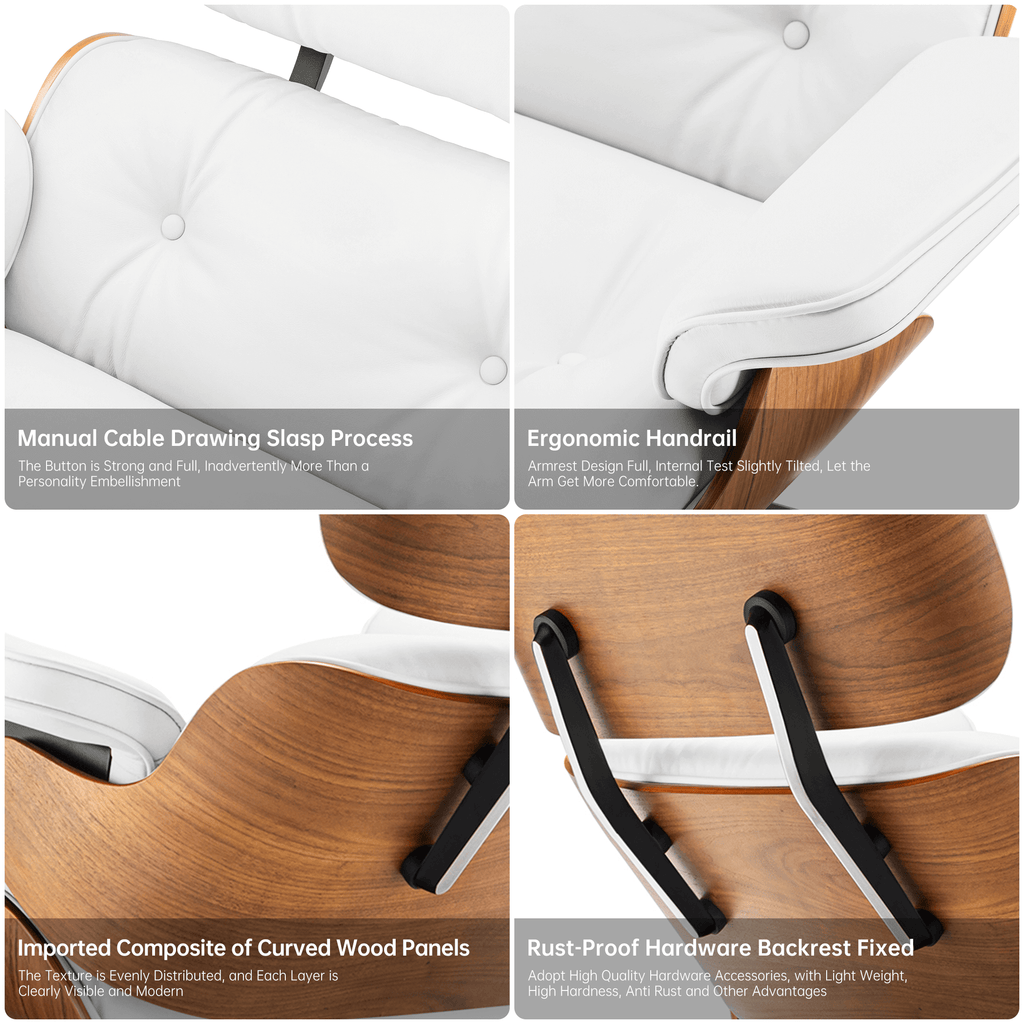 Walnut Plywood Lounge Chair and Ottoman - Eames Replica