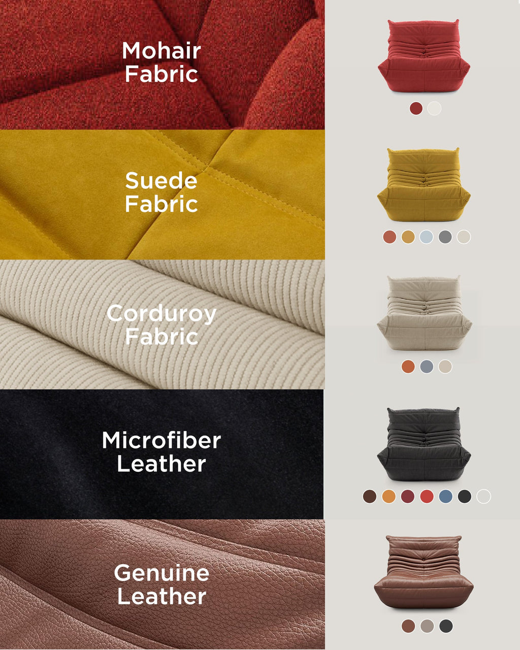 Suede Fireside Chair - Togo Fireside Chair Replica