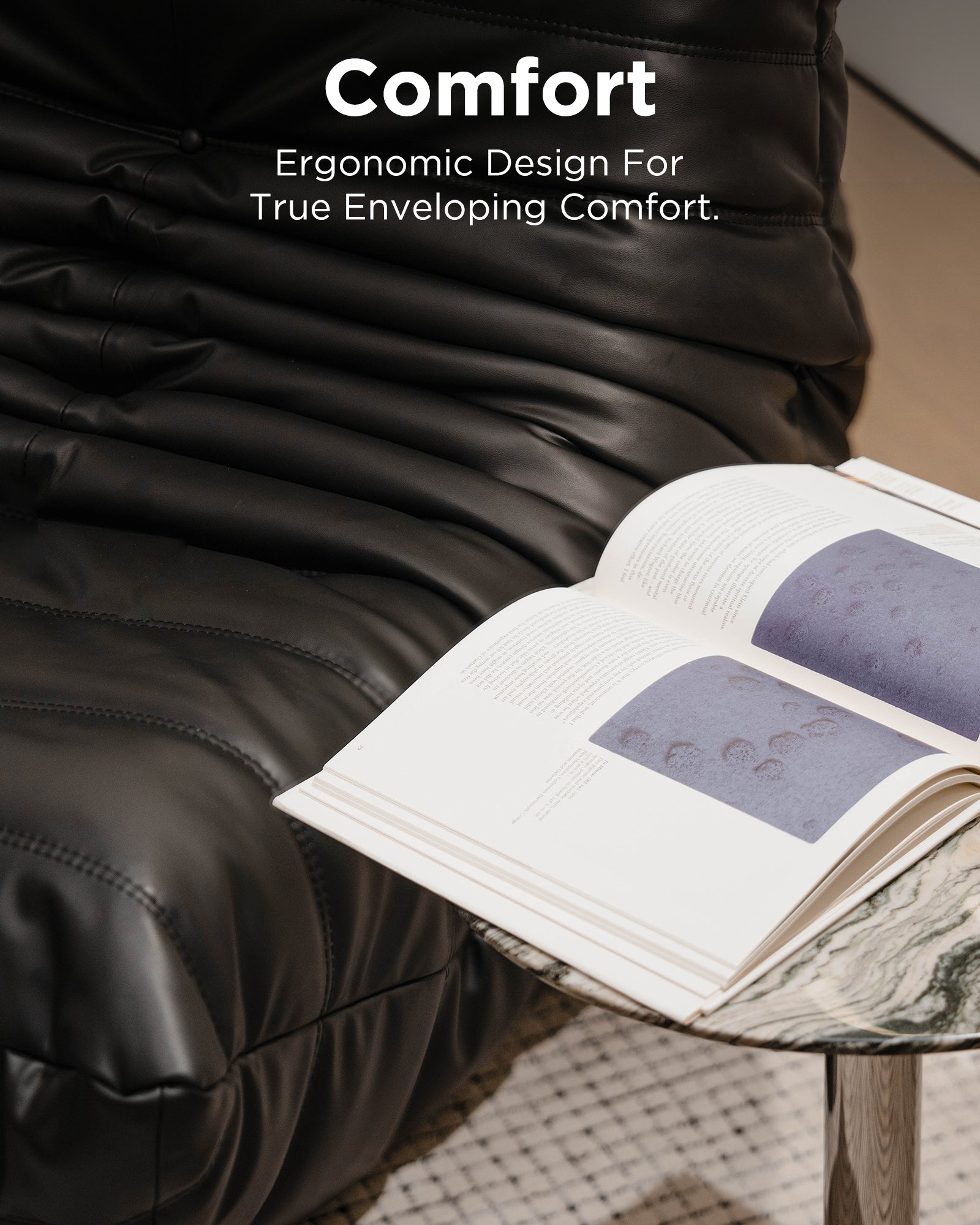 Sherpa Fleece Leather Fireside Chair - Togo Fireside Chair Replica