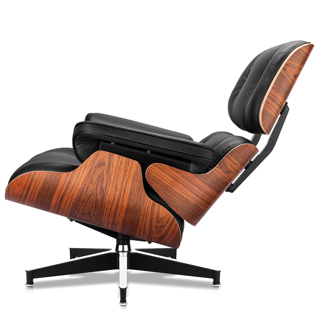 Palisander Plywood Wood Lounge Chair and Ottoman - Eames Replica